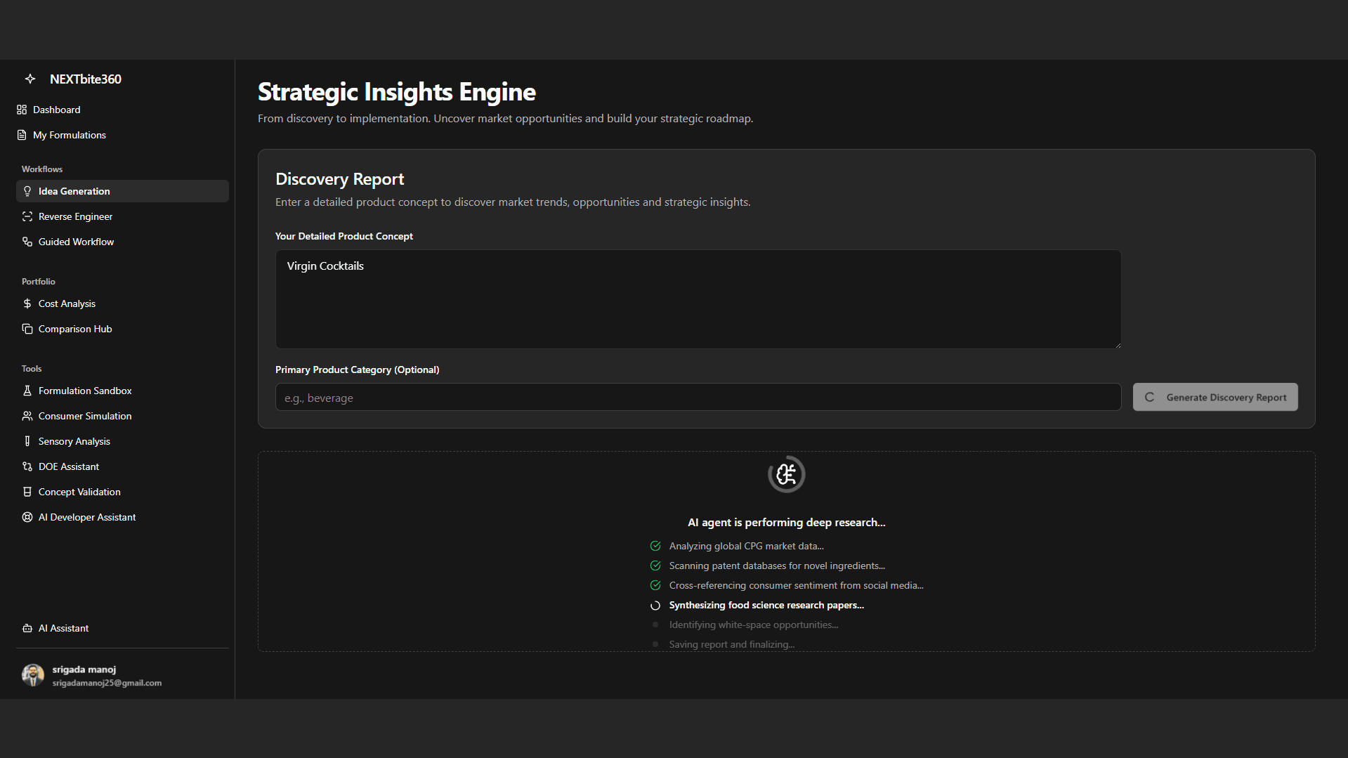Idea generation interface showcasing AI-driven collaboration